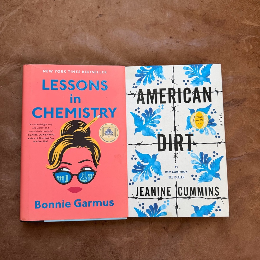 Lot of 2 Hardcover Novels American Dirt Lessons in Chemistry Fiction Books